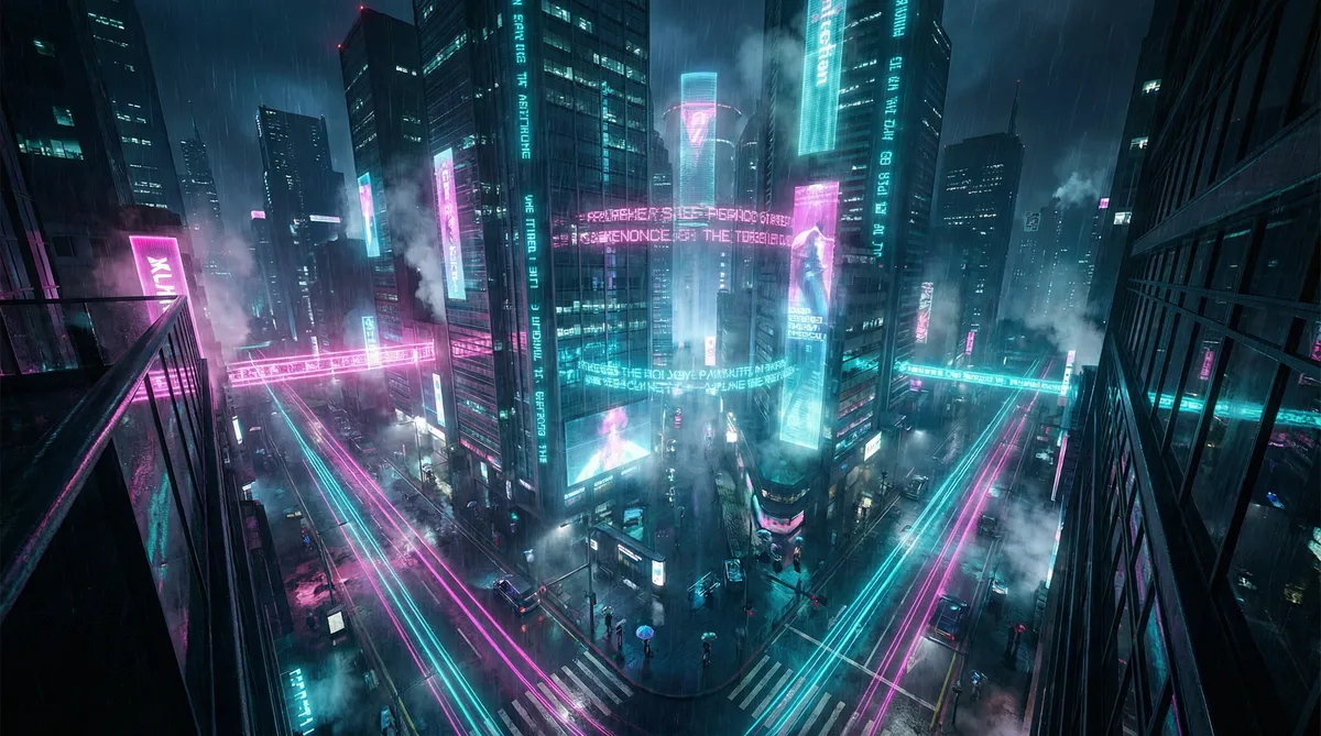 爱情这件小事综艺免费观看 竖屏短剧平台首页背景 - 赛博朋克都市夜景